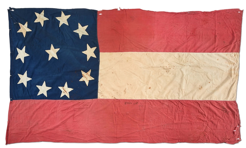 CONFEDERATE NAVAL 1ST NATIONAL FLAG OF LT. JOHN W. BENNETT, CSS GAINES AT THE BATTLE OF MOBILE BAY.