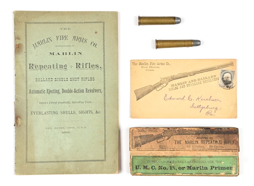 LOT OF MARLIN ADVERTISING AND ANTIQUE AMMUNITION. 