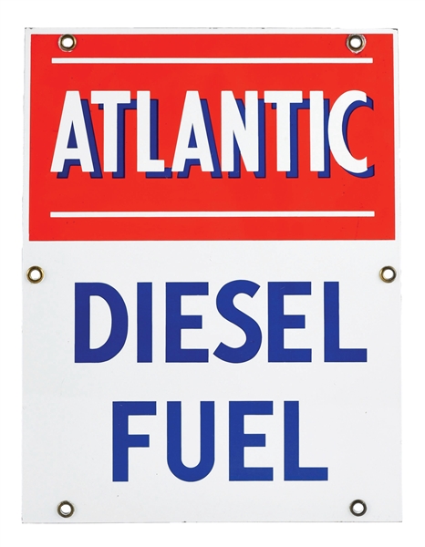 ATLANTIC DIESEL FUEL PORCELAIN PUMP PLATE SIGN.