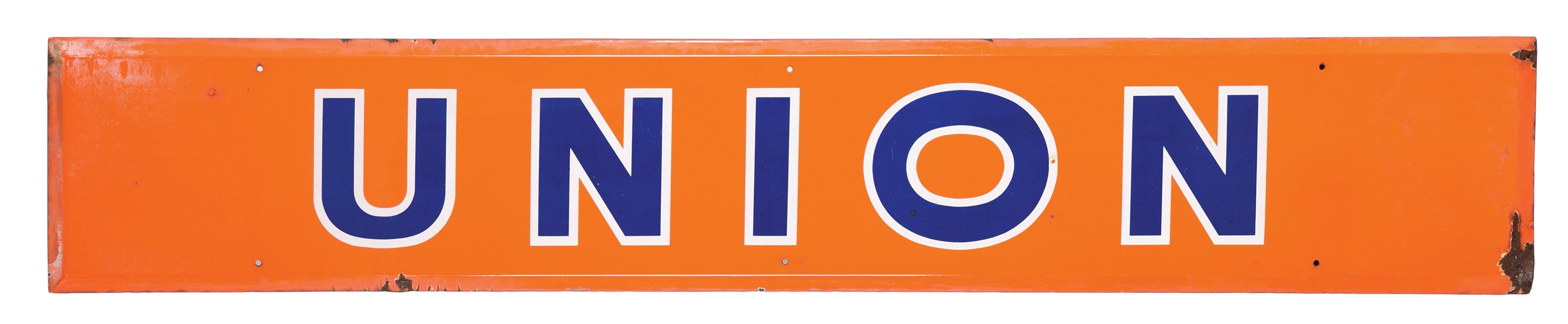 UNION OIL COMPANY PORCELAIN SERVICE STATION STRIP SIGN. 