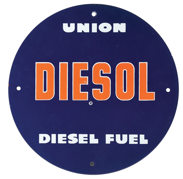 UNION 76 "DIESOL" DIESEL FUEL PORCELAIN PUMP PLATE SIGN. 