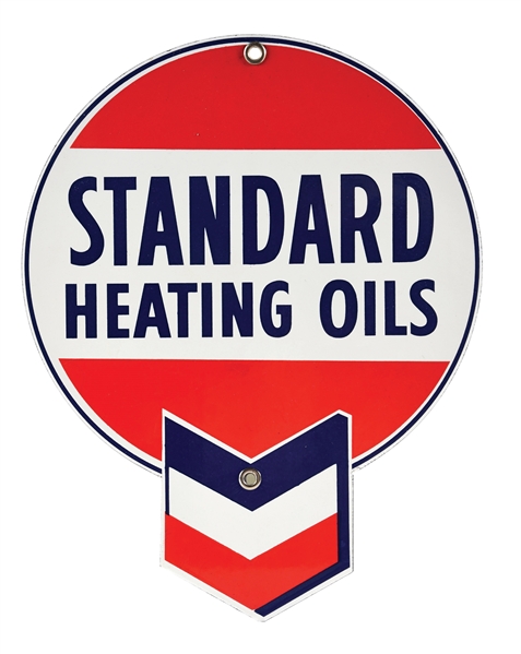 OUTSTANDING STANDARD HEATING OILS PORCELAIN SIGN. 