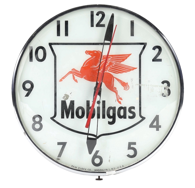 MOBILGAS LIGHT UP PAM CLOCK W/ MOBILGAS SHIELD GRAPHIC. 