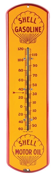 SHELL GASOLINE & MOTOR OILS PORCELAIN SERVICE STATION THERMOMETER.