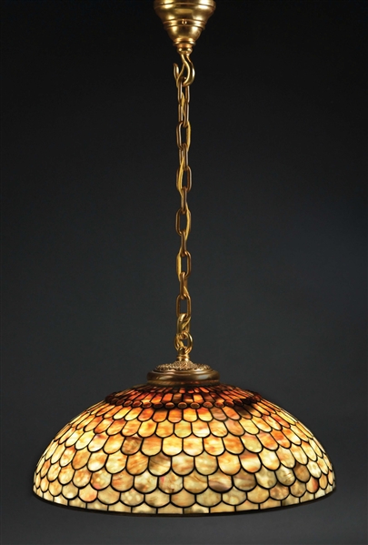 TIFFANY STUDIOS GEOMETRIC HANGING LAMP.