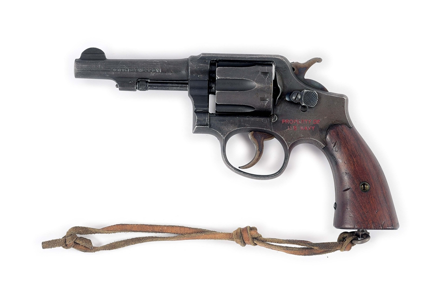 (C) RARE RED LETTER NAVY MARKED SMITH & WESSON VICTORY DOUBLE ACTION REVOLVER.