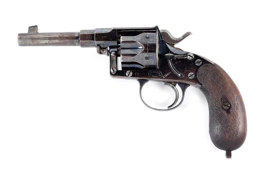 (A) EXTREMELY LOW SERIAL NUMBER AND NEARLY ALL MATCHING IMPERIAL GERMAN MODEL 1883 REICHSREVOLVER WITH UNUSUAL UNIT MARKING.