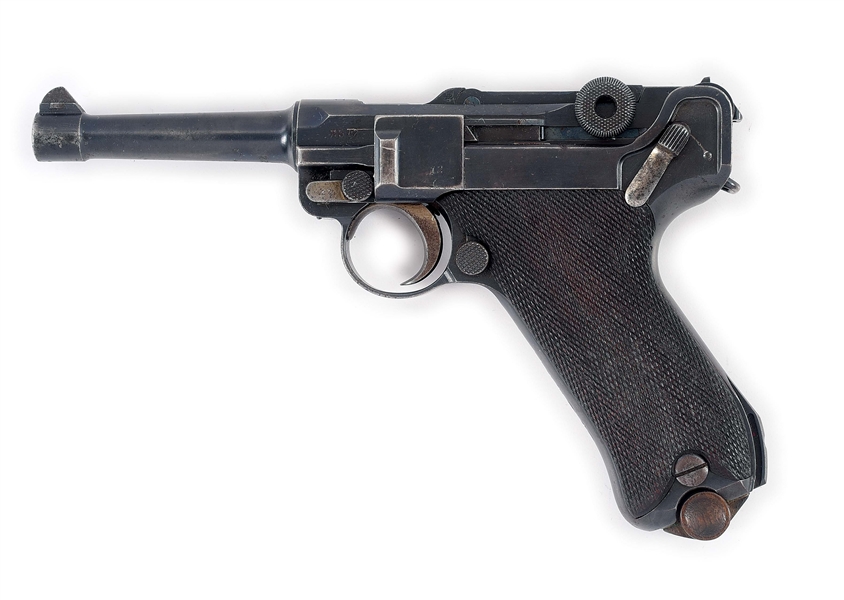 (C) UNIT MARKED GERMAN WORLD WAR I DWM "1916" DATE P.08 LUGER SEMI-AUTOMATIC PISTOL.