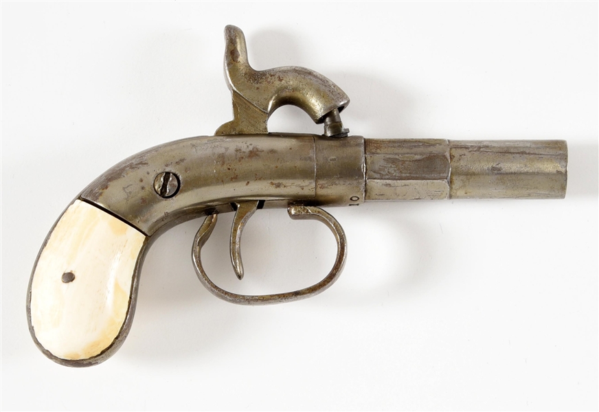 (A) PERCUSSION MUFF PISTOL OF UNKNOWN MANUFACTURE. 
