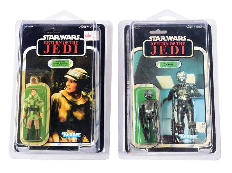 LOT OF 2: STAR WARS RETURN OF THE JEDI PRINCESS LEIA AND ZUCKUSS ACTION FIGURES.