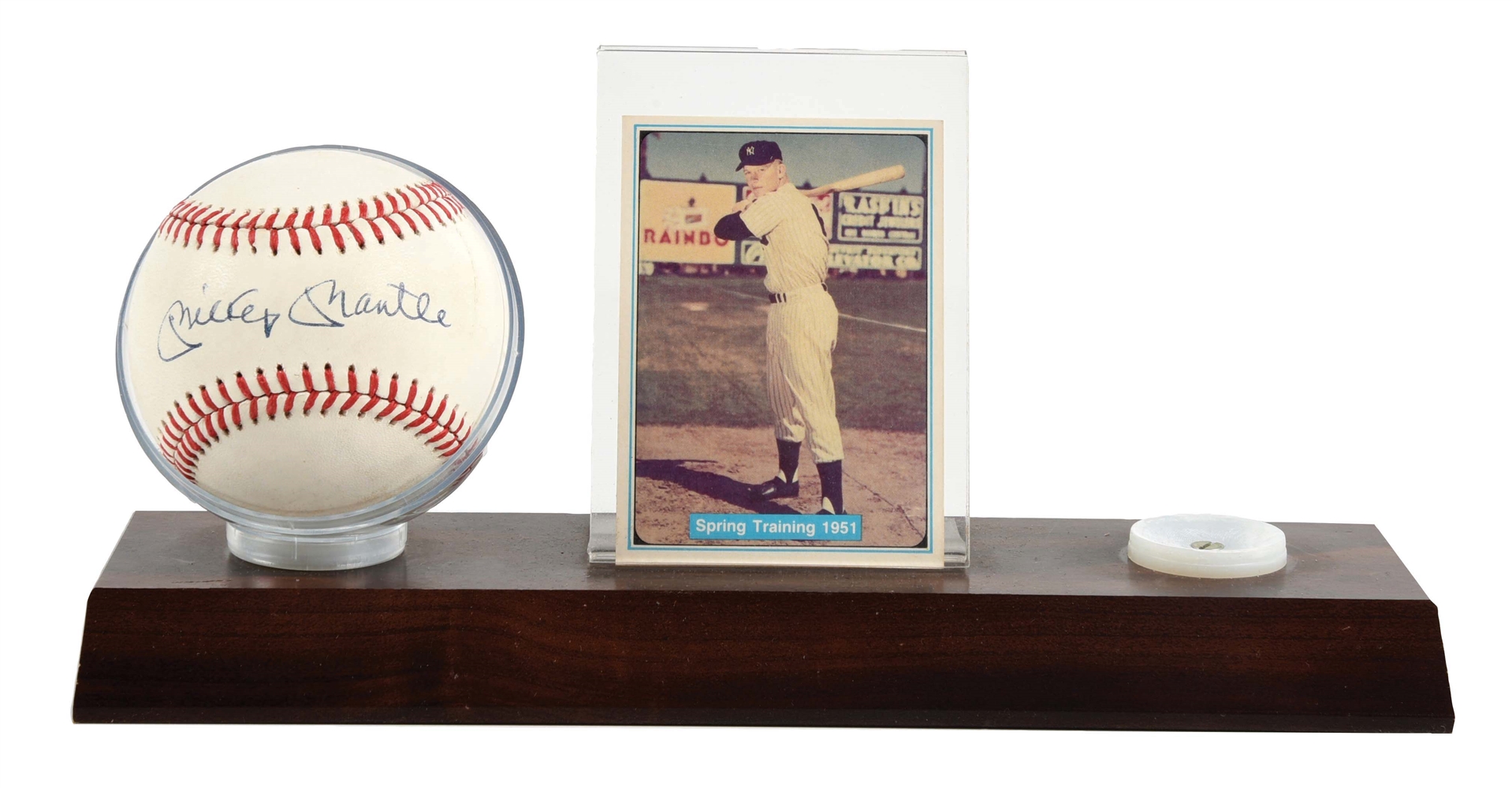 MICKEY MANTLE AUTOGRAPHED RAWLINGS OFFICIAL AMERICAN LEAGUE BASEBALL, BOBBY BROWN PRESIDENT. 