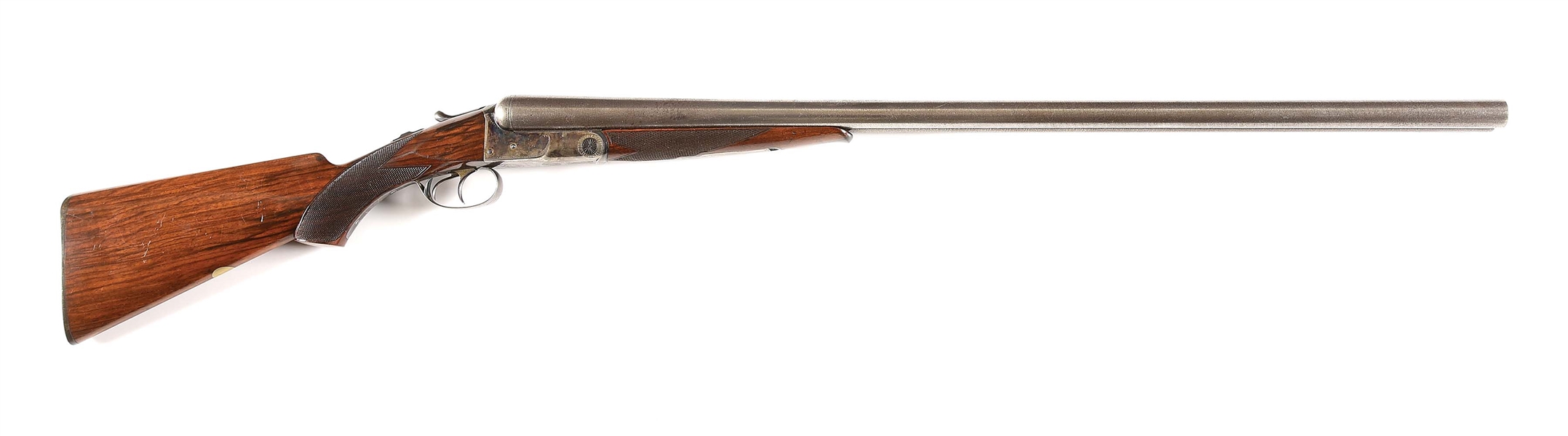 (A) COLT MODEL 1883 HAMMERLESS SIDE BY SIDE 10 BORE SHOTGUN.