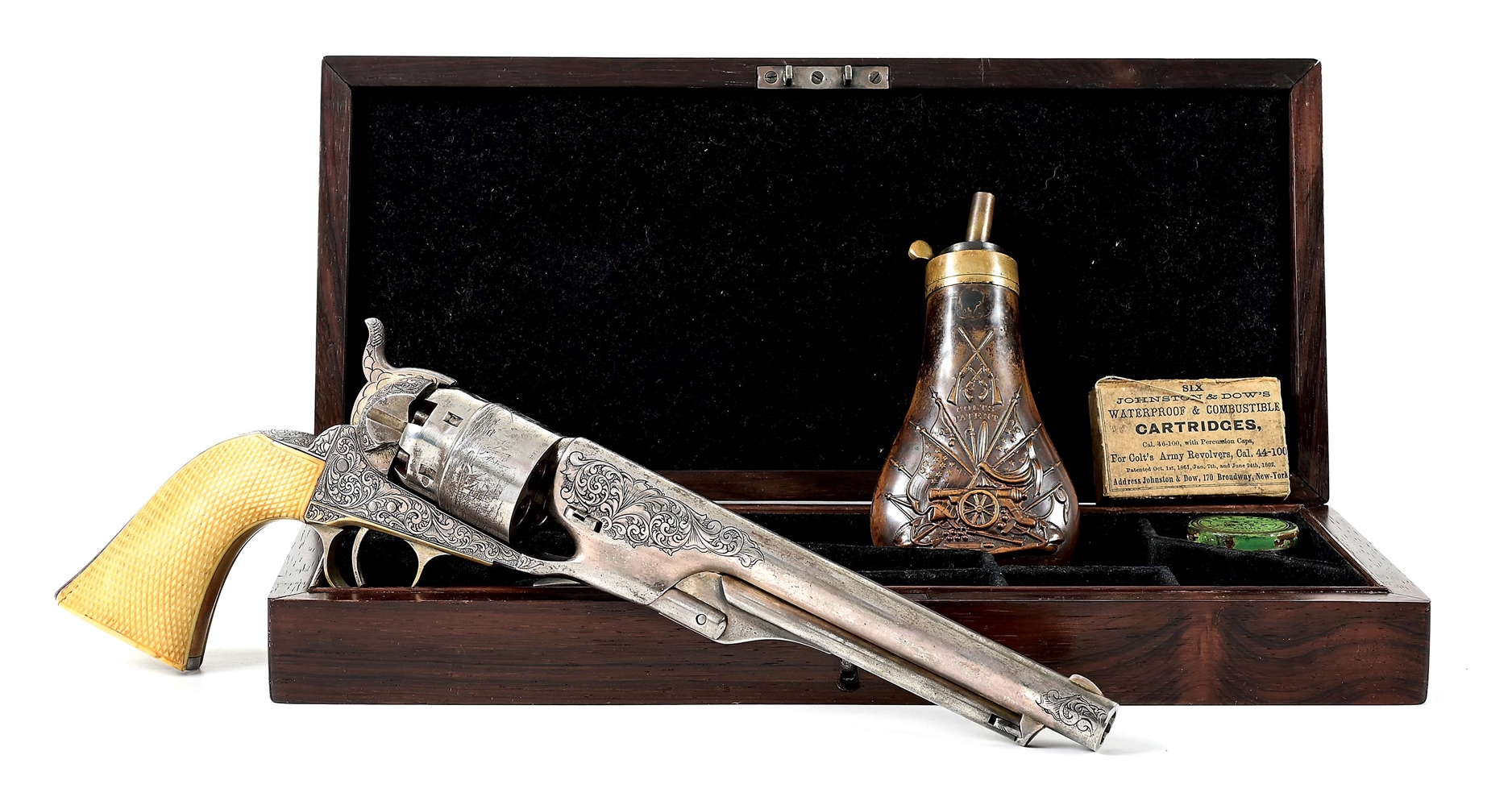 (A) COLT 1860 ARMY PERCUSSION REVOLVER, ENGRAVED AND CASED.