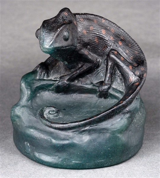 BERGE FOR A. WALTER CHAMELEON PAPERWEIGHT.