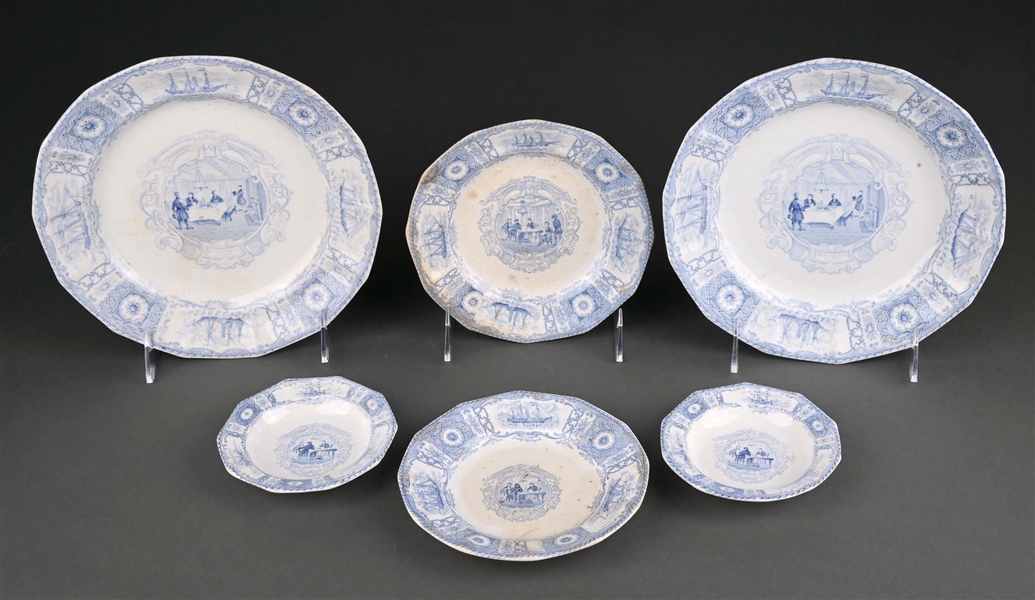 LOT OF 6: BOSTON MAILS CHINA SERVING DISHES.