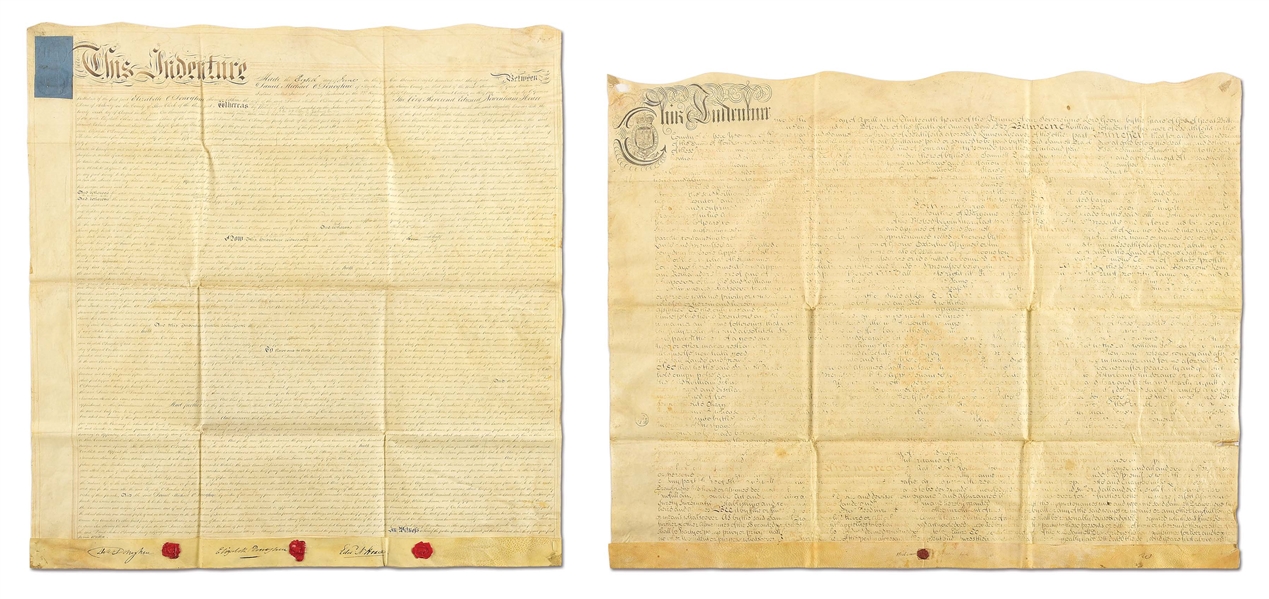 LOT OF 2: 18TH AND 19TH CENTURY INDENTURES.