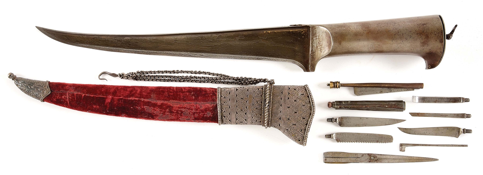 A VERY SCARCE INDO-PERSIAN SURGEON DAGGER WITH SURGICAL TOOLS IN HILT