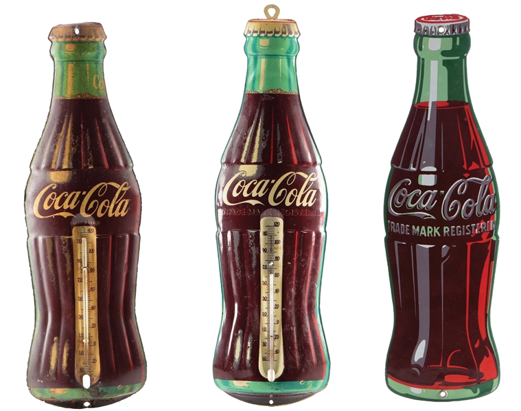 COLLECTION OF 3 COCA-COLA THERMOMETERS.