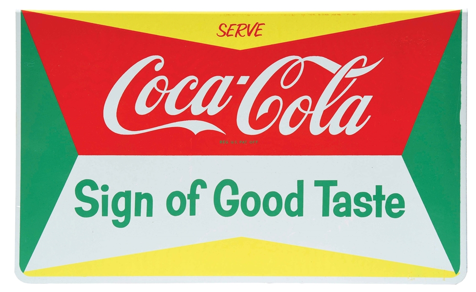 SINGLE-SIDED COCA-COLA "SIGN OF GOOD TASTE" RACK SIGN.