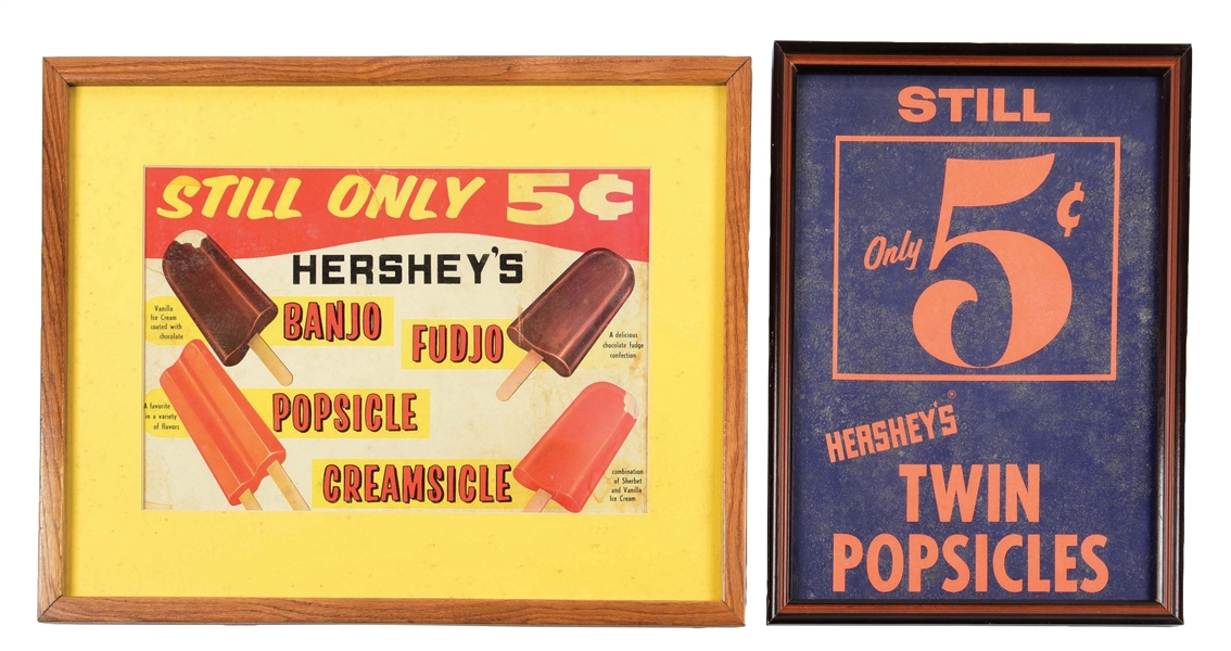 COLLECTION OF 2 FRAMED POPSICLE ADVERTISEMENTS.