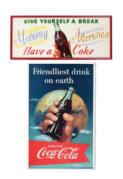 COLLECTION OF 2 FRAMED COCA-COLA PAPER LITHOGRAPHS.