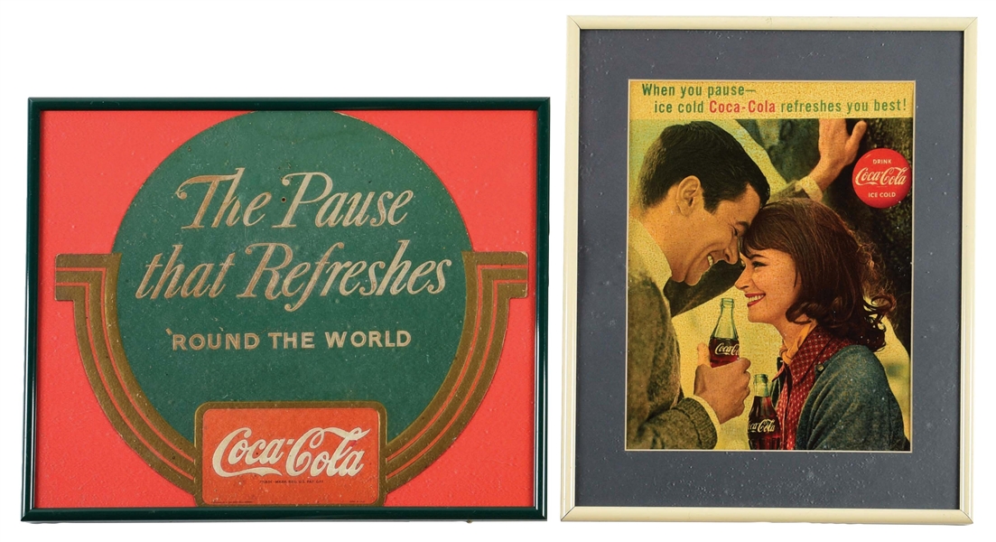 COLLECTION OF 2 FRAMED COCA-COLA SIGNS. 