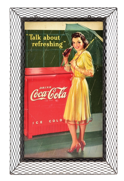 COCA-COLA "TALK ABOUT REFRESHING" CARDBOARD LITHOGRAPH.