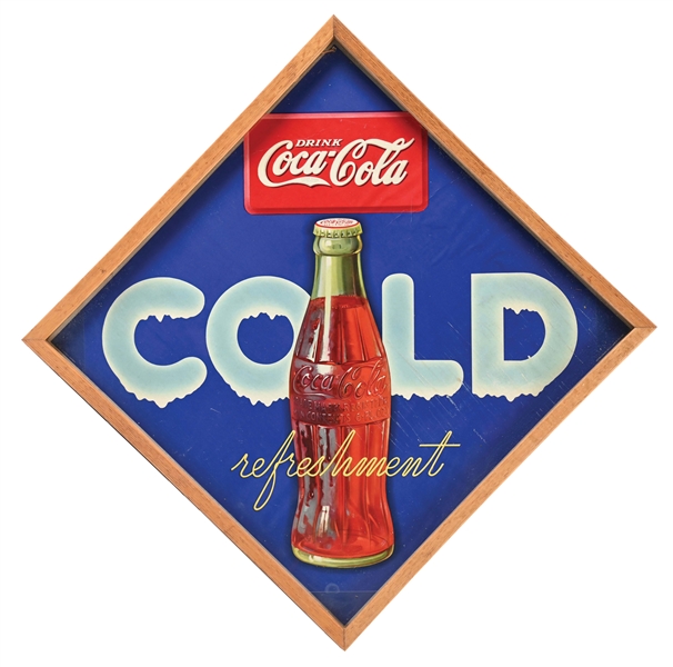 DRINK COCA-COLA COLD CARDBOARD LITHOGRAPH.