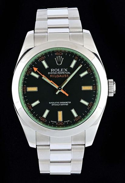 ROLEX MILGAUSS REF. 116400GV WITH PAPERS & HANG TAG.