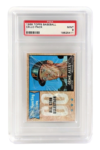 1968 TOPPS 4TH SERIES CELLO PACK PSA 9 WITH LEO DUROCHER!