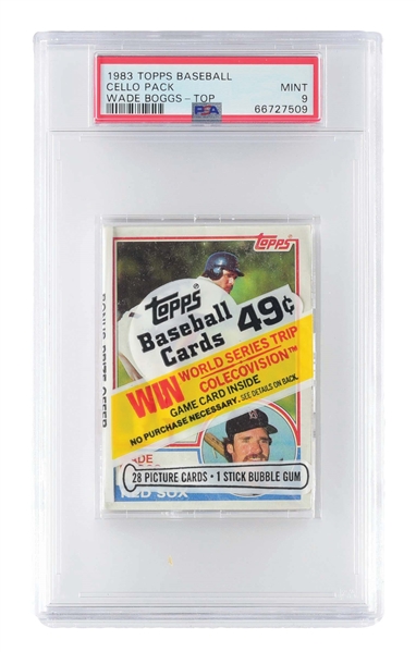 1983 TOPPS CELLO PACK WITH WADE BOGGS ROOKIE  - PSA 9.