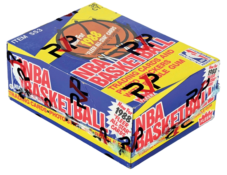 1988 FLEER BASKETBALL WAX BOX - 36 PACKS (RVP 3 JORDAN STICKERS).