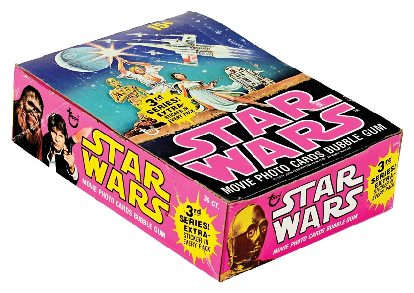 1977 TOPPS STAR WARS 3RD SERIES WAX PACK BOX - 36 PACKS.