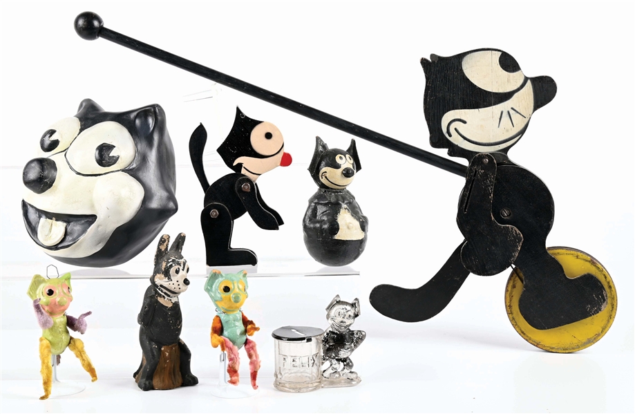 LOT OF 8: VARIOUS FELIX THE CAT MEMOROBILLIA ITEMS.