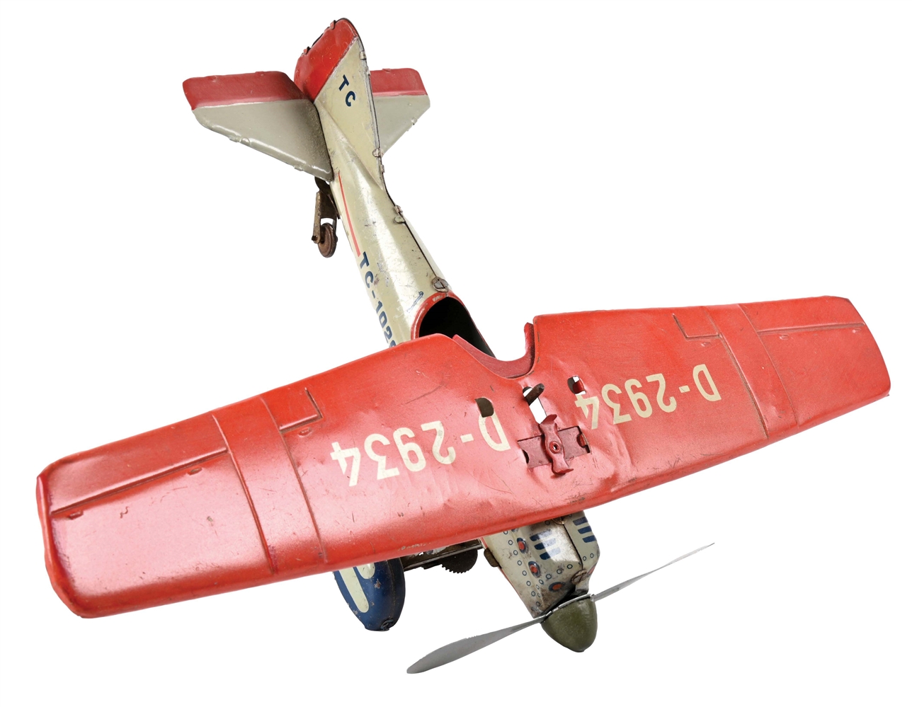 GERMAN TIN LITHO WIND-UP TIPPCO D-2934 TOY AIRPLANE.