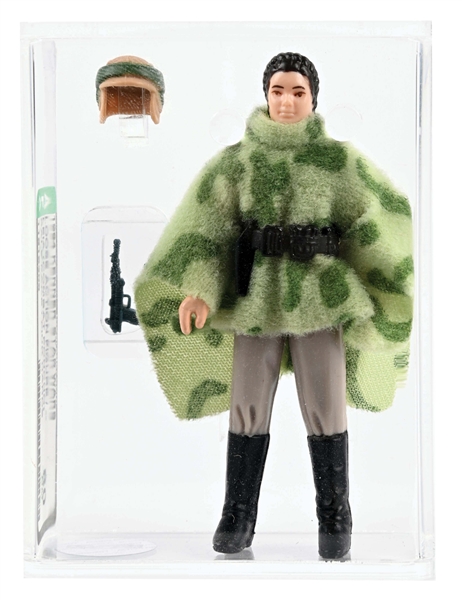 1984 KENNER STAR WARS PRINCESS LEIA COMBAT PONCHO LOOSE GRADED FIGURE PALE FACE PINK HANDS AFA 80.