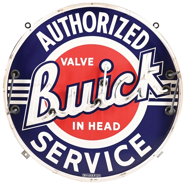 BUICK VALVE IN HEAD AUTHORIZED SERVICE PORCELAIN NEON SIGN.
