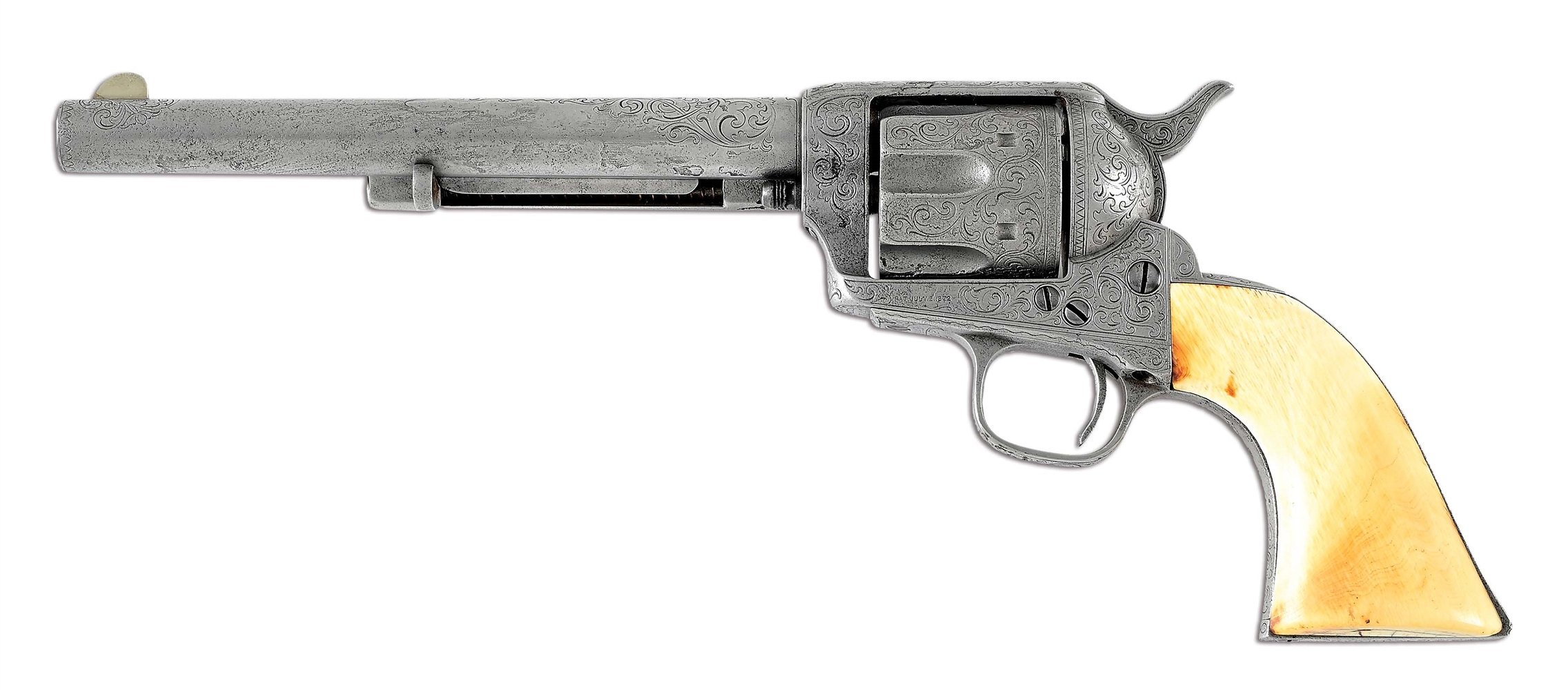 (A) RARE, NEWLY DISCOVERED, FACTORY ENGRAVED COLT SINGLE ACTION REVOLVER FROM THE 1876 CENTENNIAL EXPOSITION WHEEL DISPLAY.