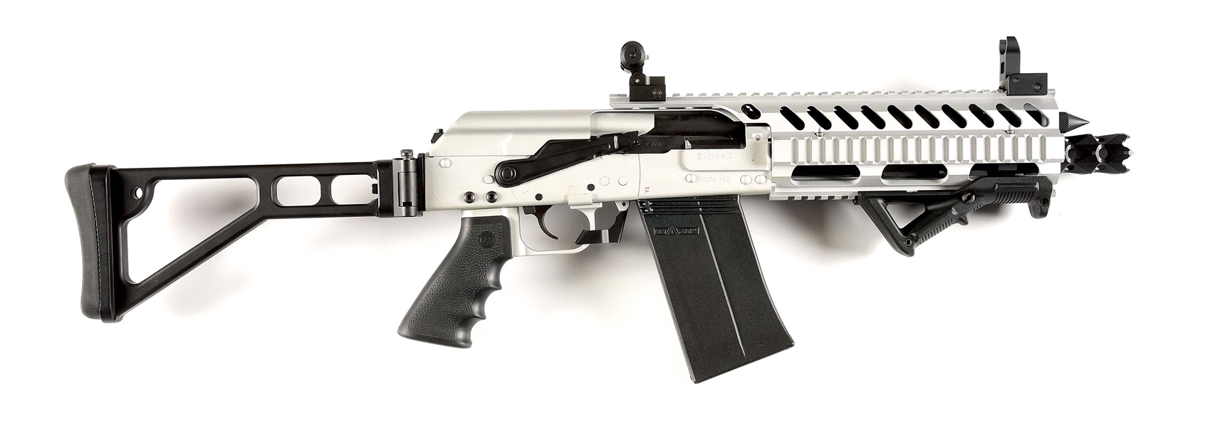 (N) ATTRACTIVE & PROFESSIONALLY MODIFIED HATCHER GUN CO. IZHMASH SAIGA-12 SEMI-AUTOMATIC SHOTGUN (SHORT BARREL SHOTGUN).