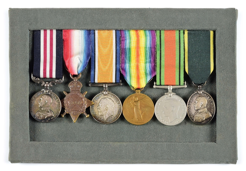 BRITISH WWI MEDAL BAR WITH MILITARY MEDAL AWARDED TO RICHARD LARNER, ROYAL ENGINEERS.