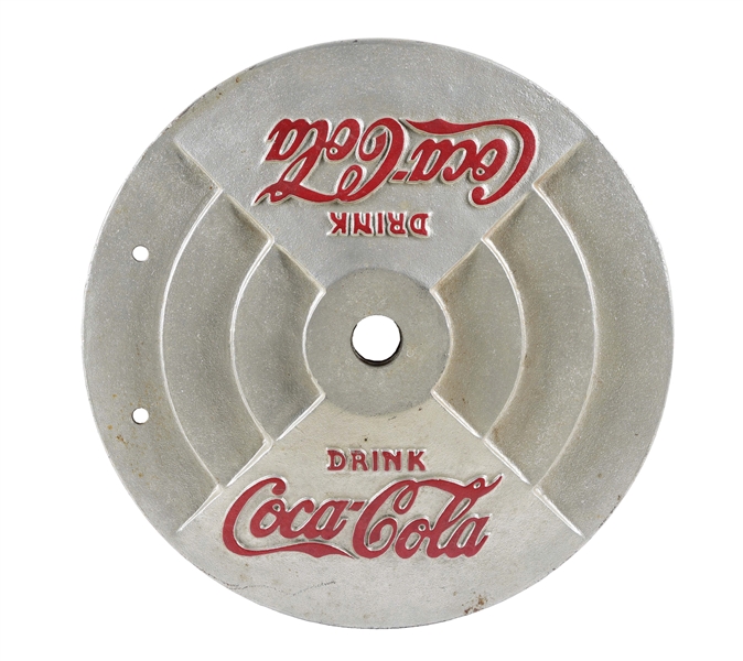 NEW OLD STOCK DRINK COCA COLA CAST IRON CURB SIGN BASE.