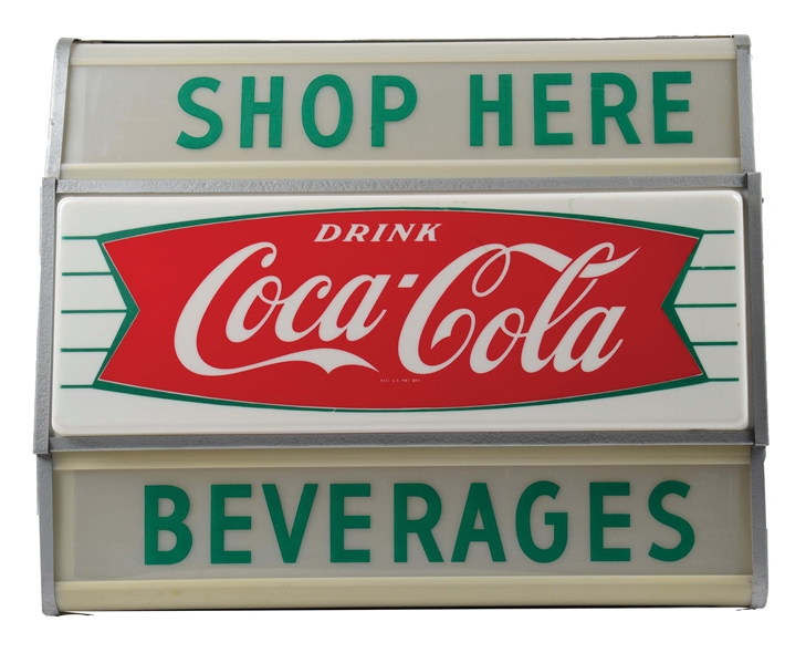 OUTSTANDING DRINK COCA COLA "SHOP HERE" LIGHT UP DISPLAY SIGN. 