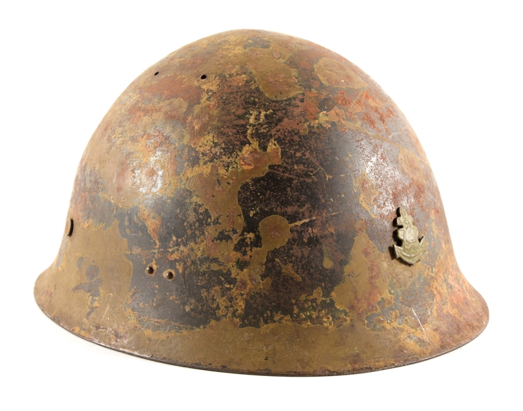 JAPANESE WWII IMPERIAL NAVY LANDING FORCES HELMET WITH VETERAN BRINGBACK PROVENANCE.