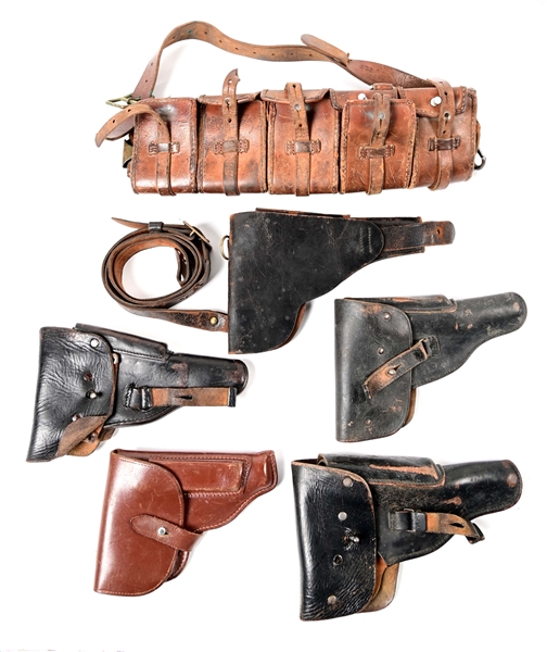 LOT OF 6: GERMAN HOLSTERS AND BANDOLIER .