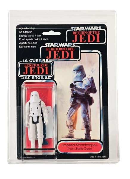 1984 PALITOY STAR WARS IMPERIAL STORMTROOPER (HOTH BATTLE GEAR) RETURN OF THE JEDI 70 BACK-B ROUND-CORNER BLISTER AFA 40.