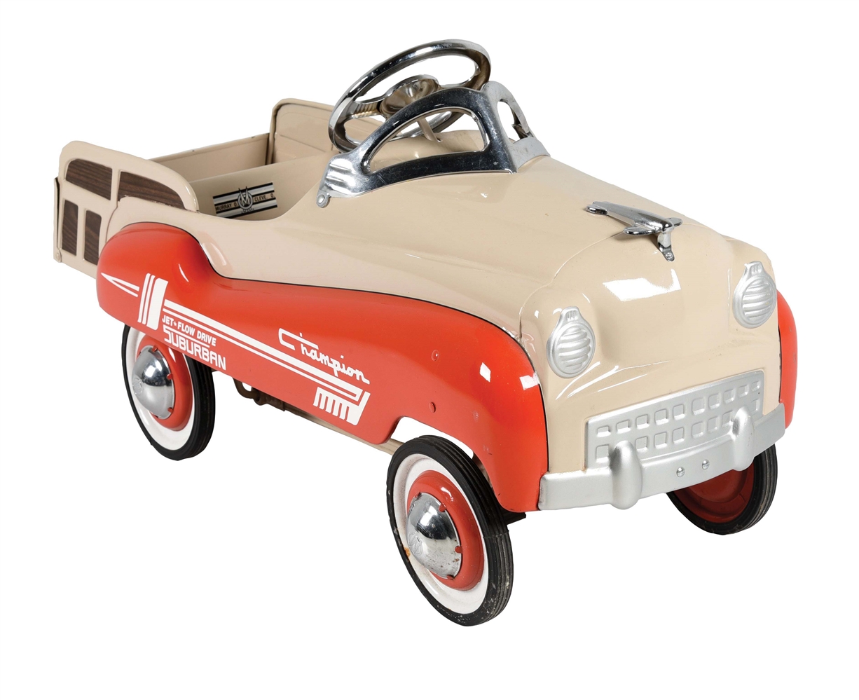 1950S STYLE MURRAY OF CLEVELAND, OHIO DELUXE CHAMPION JET FLOW DRIVE SUBURBAN STATION WAGON PEDAL CAR.