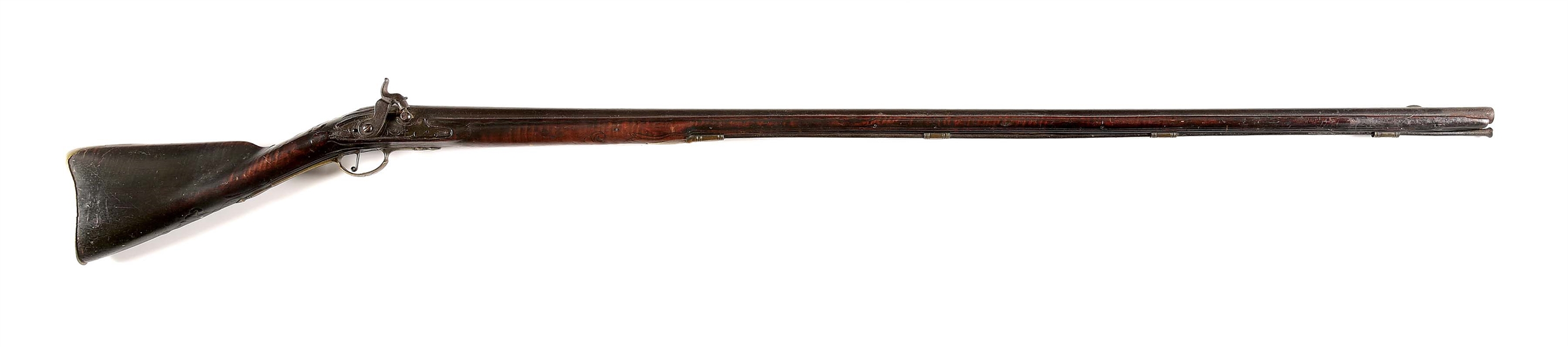 (A) EARLY AMERICAN HUDSON VALLEY FOWLER STOCKED IN TIGER MAPLE AND RELIEF CARVED.