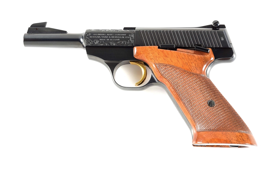 (C) FACTORY ENGRAVED BELGIAN BROWNING CHALLENGER SEMI-AUTOMATIC PISTOL.