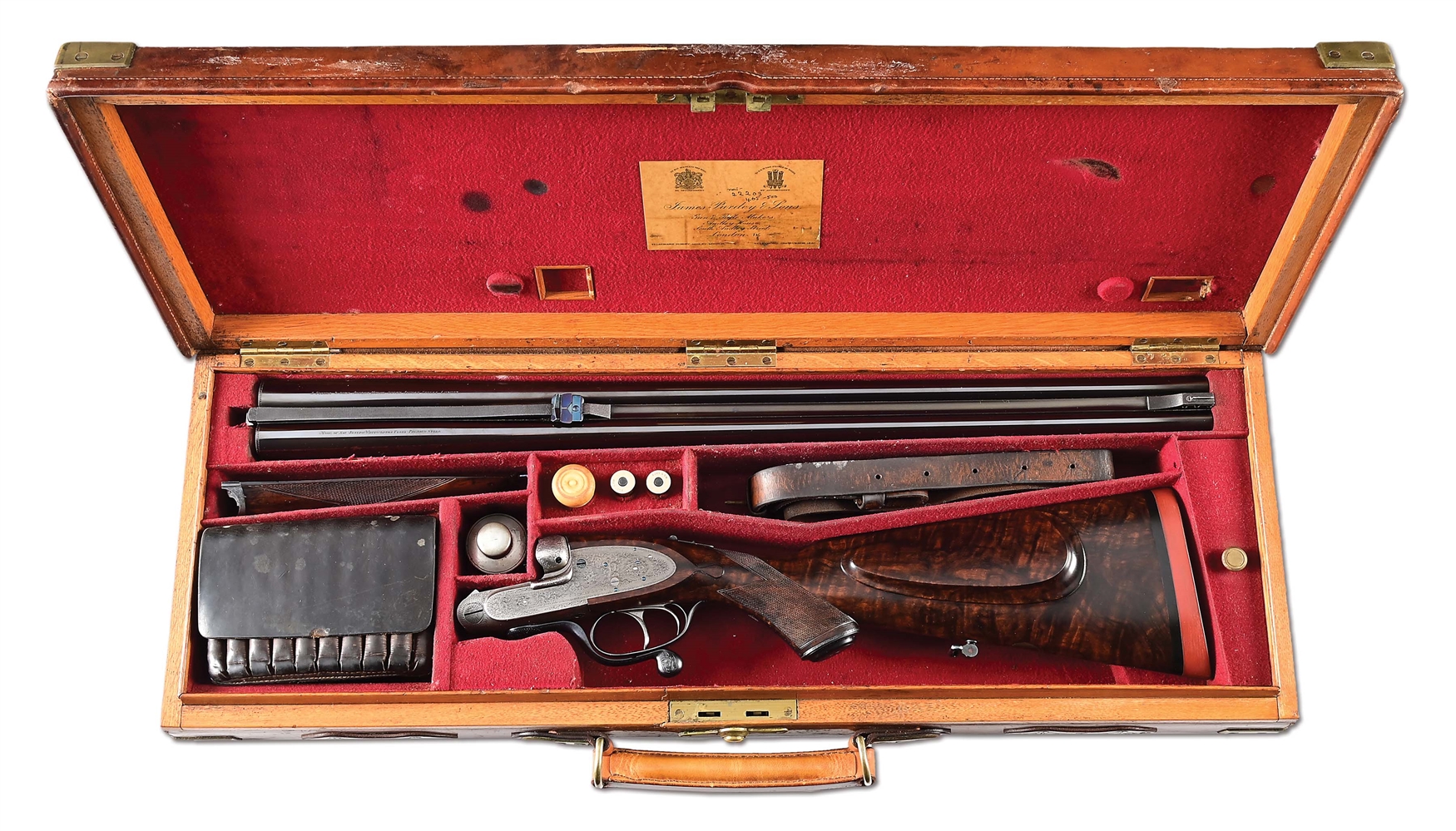 (C) CASED J. PURDEY & SONS .500/465 DOUBLE RIFLE WITH NOTED AFRICAN PROVENANCE.