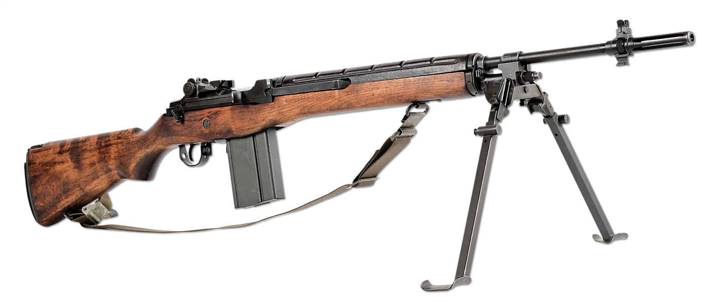(N) SELDOM ENCOUNTERED ORIGINAL U.S. WINCHESTER M14 MACHINE GUN  WITH ORIGINAL BIPOD (CURIO AND RELIC).